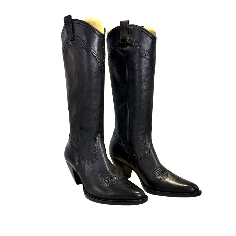 White Mountain Women's Black Leather "Dallas" Cowboy Boots - Size 7M